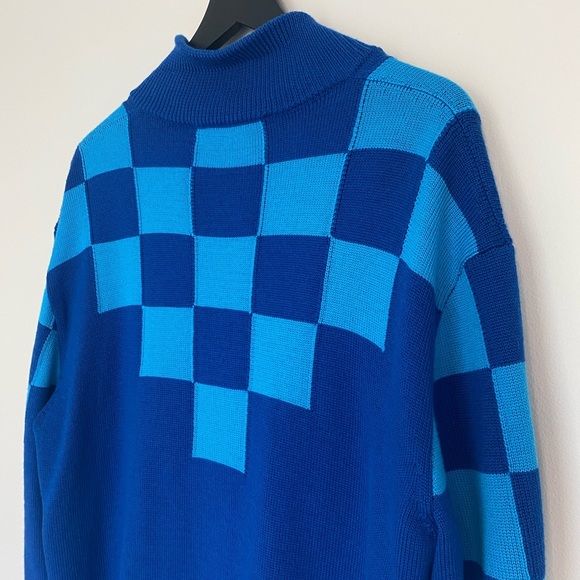 Louis Vuitton Sweater Wool Zipup Jacket Blue LV Knit Damier Mens Large Virgil - Picture 11 of 15